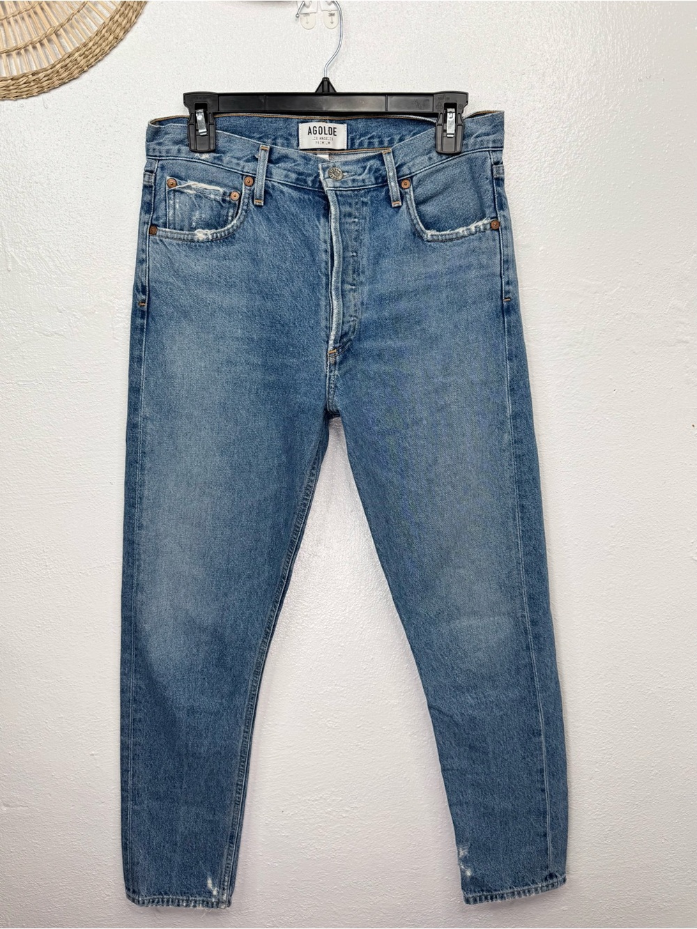 AGOLDE Jamie Jeans Womens Size 27 Blue High Rise Straight Skinny Leg Button Fly